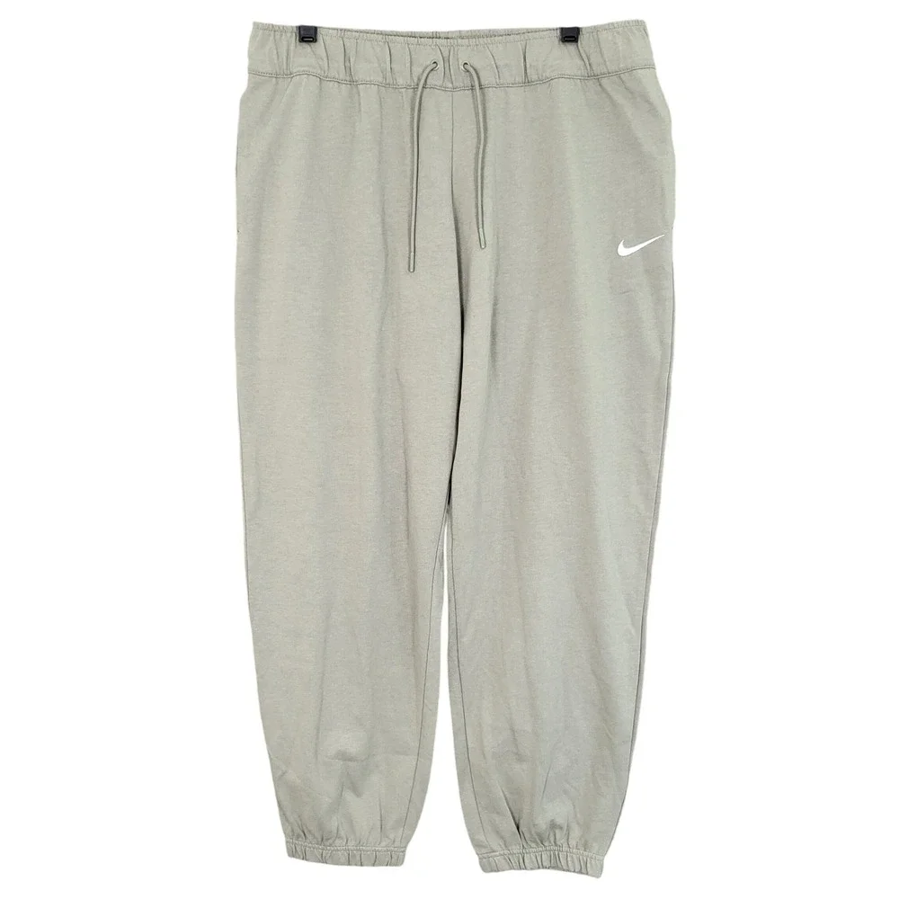 Nike Easy Jogger Men's Beige‎ Green Cotton Drawstring Logo Size Large